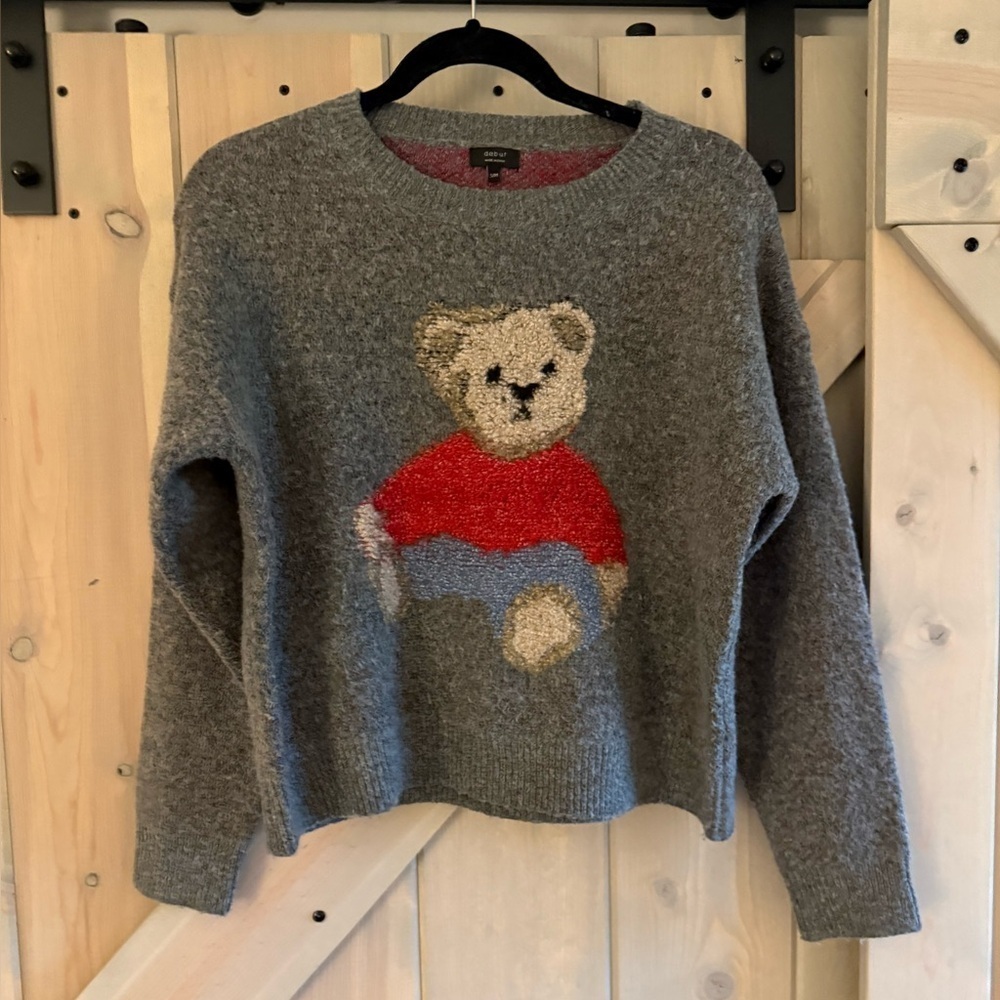 LIKE NEW Dreamers by Debut Chic Gray Bear Sweater - Picture 6 of 12